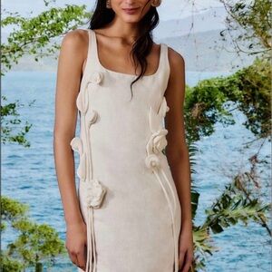 Farm Rio Cream Floral Appliqué Tank Dress